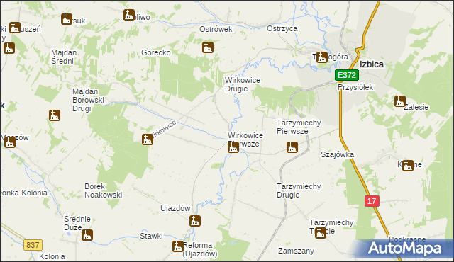 mapa Wirkowice Pierwsze, Wirkowice Pierwsze na mapie Targeo