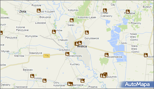 mapa Wiślica powiat buski, Wiślica powiat buski na mapie Targeo