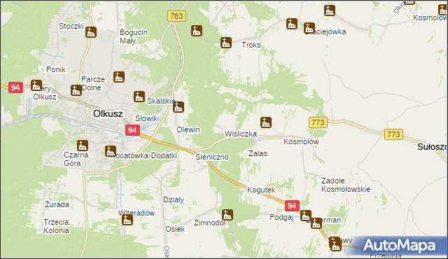 mapa Wiśliczka, Wiśliczka na mapie Targeo