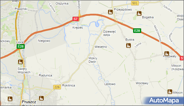 mapa Wiślina, Wiślina na mapie Targeo