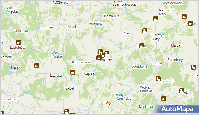 mapa Wiśniew gmina Jakubów, Wiśniew gmina Jakubów na mapie Targeo