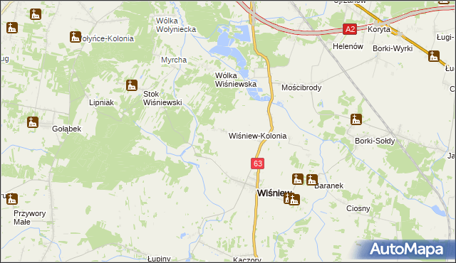 mapa Wiśniew-Kolonia, Wiśniew-Kolonia na mapie Targeo