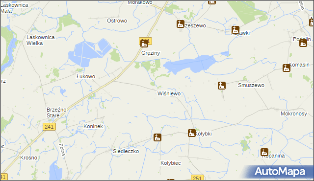 mapa Wiśniewo gmina Wągrowiec, Wiśniewo gmina Wągrowiec na mapie Targeo