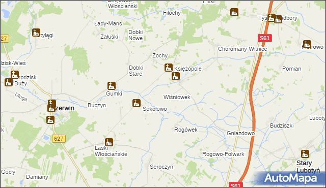 mapa Wiśniówek gmina Czerwin, Wiśniówek gmina Czerwin na mapie Targeo