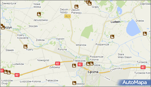 mapa Witaniów, Witaniów na mapie Targeo