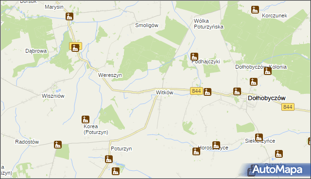 mapa Witków gmina Dołhobyczów, Witków gmina Dołhobyczów na mapie Targeo