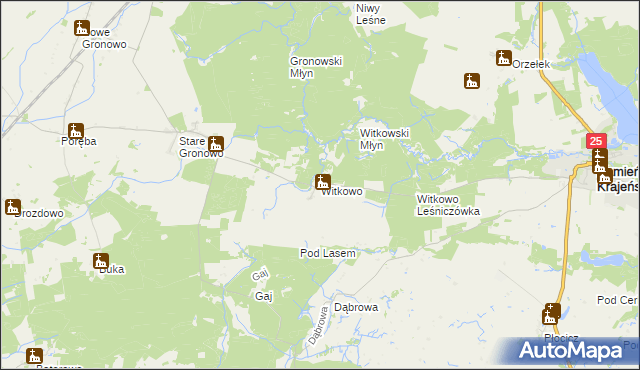 mapa Witkowo gmina Kamień Krajeński, Witkowo gmina Kamień Krajeński na mapie Targeo