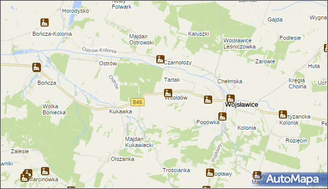 mapa Witoldów gmina Wojsławice, Witoldów gmina Wojsławice na mapie Targeo