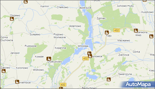 mapa Witosław gmina Osieczna, Witosław gmina Osieczna na mapie Targeo