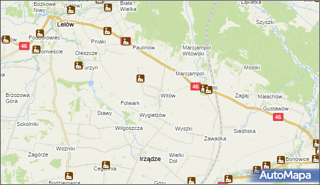 mapa Witów gmina Irządze, Witów gmina Irządze na mapie Targeo