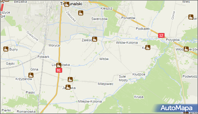 mapa Witów gmina Sulejów, Witów gmina Sulejów na mapie Targeo