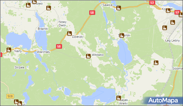 mapa Witówko, Witówko na mapie Targeo