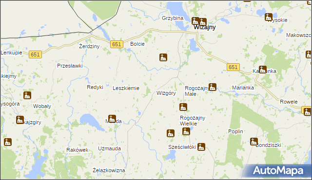 mapa Wiżgóry, Wiżgóry na mapie Targeo