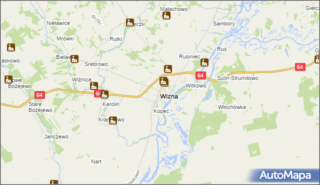 mapa Wizna, Wizna na mapie Targeo