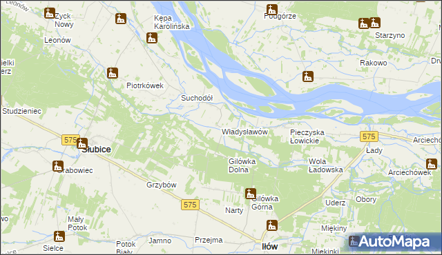 mapa Władysławów gmina Iłów, Władysławów gmina Iłów na mapie Targeo