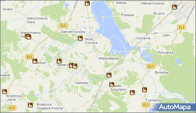 mapa Władysławów gmina Siemień, Władysławów gmina Siemień na mapie Targeo