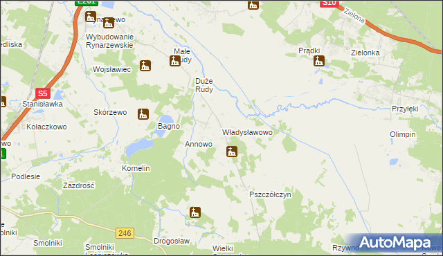 mapa Władysławowo gmina Łabiszyn, Władysławowo gmina Łabiszyn na mapie Targeo