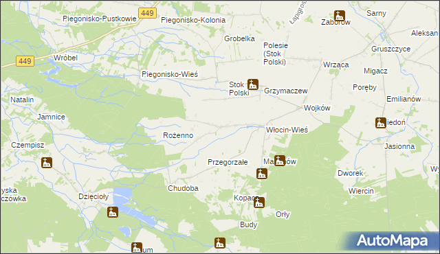 mapa Włocin-Kolonia, Włocin-Kolonia na mapie Targeo