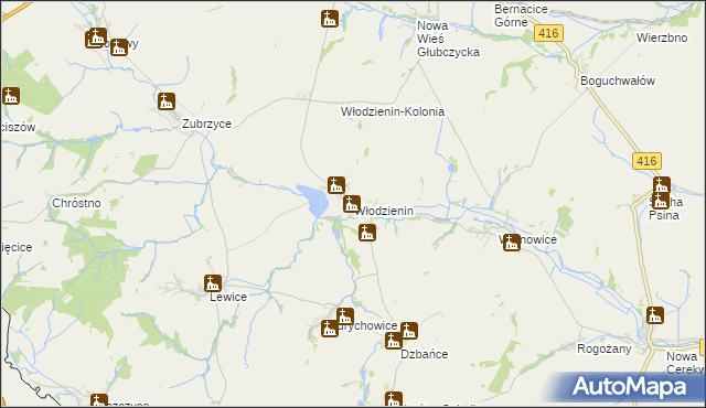 mapa Włodzienin, Włodzienin na mapie Targeo