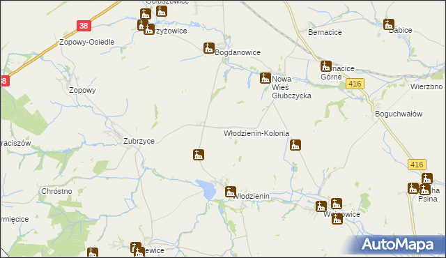 mapa Włodzienin-Kolonia, Włodzienin-Kolonia na mapie Targeo