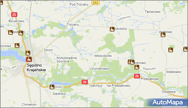 mapa Włościbórek, Włościbórek na mapie Targeo