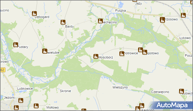 mapa Włościbórz gmina Dygowo, Włościbórz gmina Dygowo na mapie Targeo