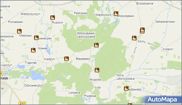 mapa Włościejewice, Włościejewice na mapie Targeo