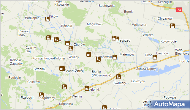 mapa Włosnowice, Włosnowice na mapie Targeo