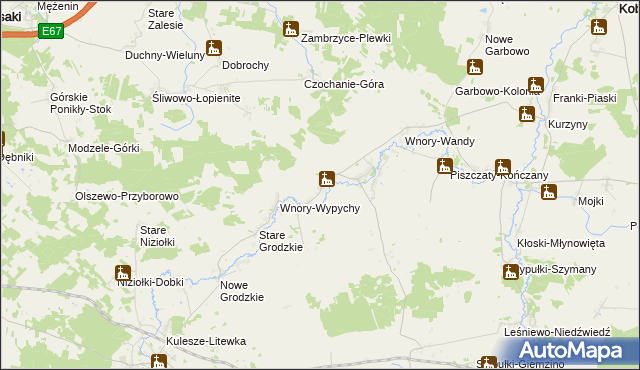 mapa Wnory-Kużele, Wnory-Kużele na mapie Targeo