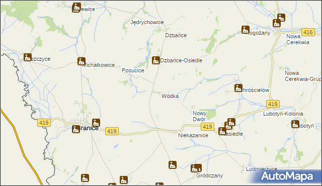 mapa Wódka gmina Branice, Wódka gmina Branice na mapie Targeo