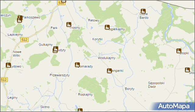 mapa Wodukajmy, Wodukajmy na mapie Targeo