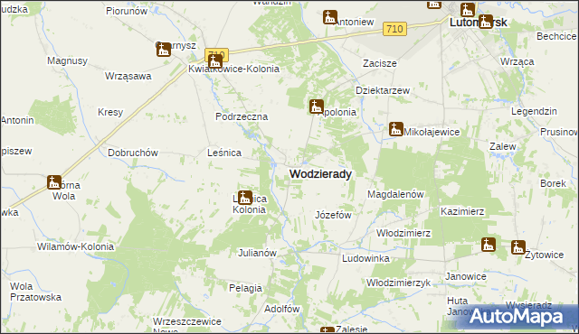 mapa Wodzierady, Wodzierady na mapie Targeo