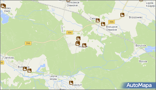 mapa Wójcice gmina Jelcz-Laskowice, Wójcice gmina Jelcz-Laskowice na mapie Targeo