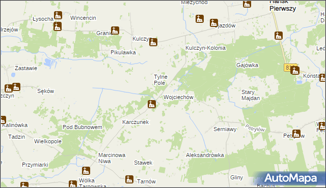 mapa Wojciechów gmina Hańsk, Wojciechów gmina Hańsk na mapie Targeo