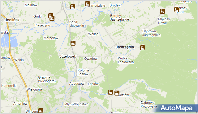 mapa Wojciechów gmina Jastrzębia, Wojciechów gmina Jastrzębia na mapie Targeo