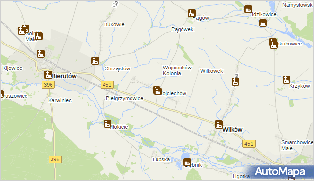 mapa Wojciechów gmina Wilków, Wojciechów gmina Wilków na mapie Targeo