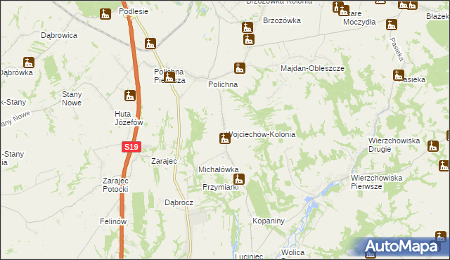 mapa Wojciechów-Kolonia, Wojciechów-Kolonia na mapie Targeo