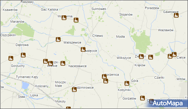 mapa Wójcinek gmina Goszczanów, Wójcinek gmina Goszczanów na mapie Targeo