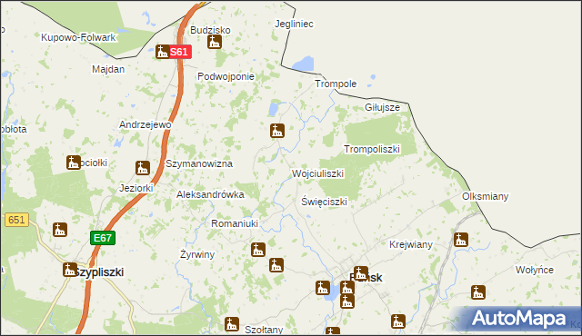 mapa Wojciuliszki, Wojciuliszki na mapie Targeo