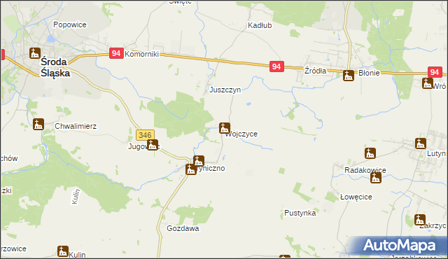 mapa Wojczyce, Wojczyce na mapie Targeo