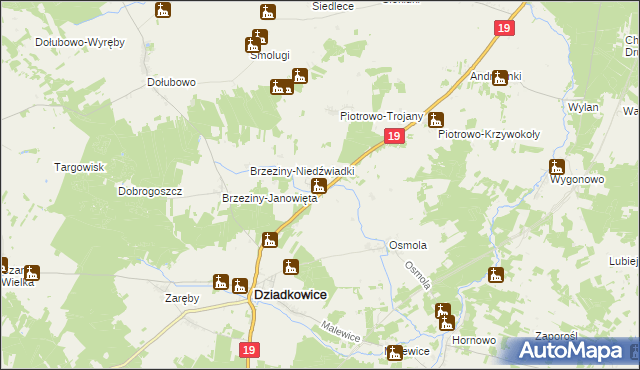 mapa Wojeniec, Wojeniec na mapie Targeo