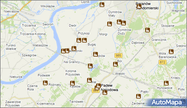 mapa Wojków gmina Padew Narodowa, Wojków gmina Padew Narodowa na mapie Targeo