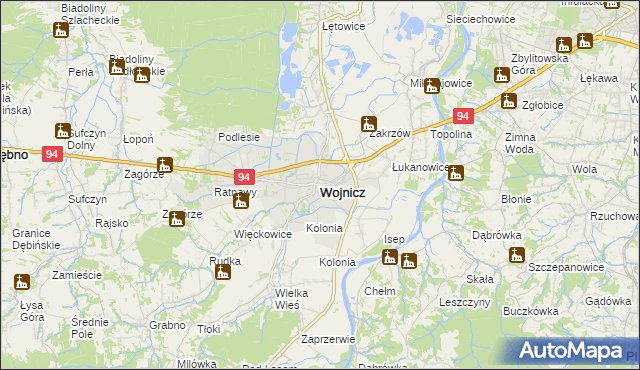 mapa Wojnicz, Wojnicz na mapie Targeo