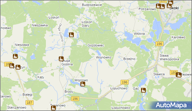 mapa Wojnówko gmina Murowana Goślina, Wojnówko gmina Murowana Goślina na mapie Targeo