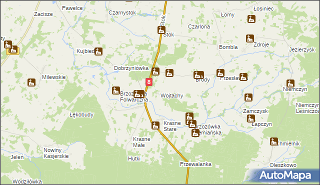 mapa Wojtachy, Wojtachy na mapie Targeo