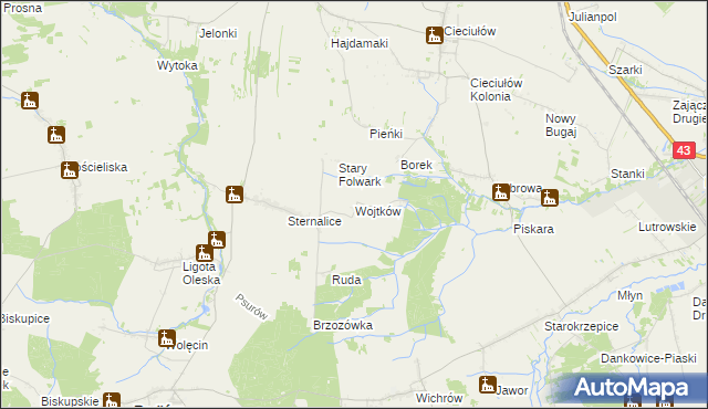 mapa Wojtków, Wojtków na mapie Targeo
