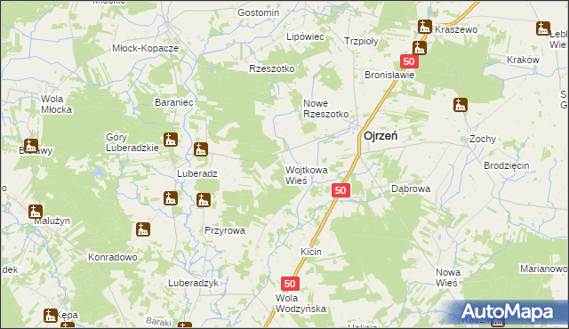 mapa Wojtkowa Wieś, Wojtkowa Wieś na mapie Targeo