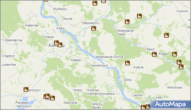 mapa Wojtkowice-Glinna, Wojtkowice-Glinna na mapie Targeo