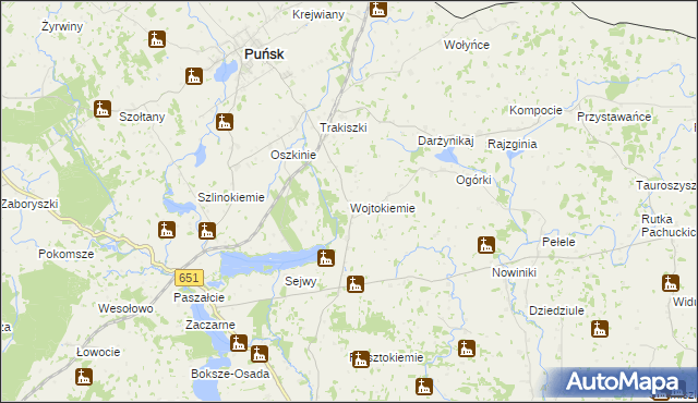 mapa Wojtokiemie, Wojtokiemie na mapie Targeo