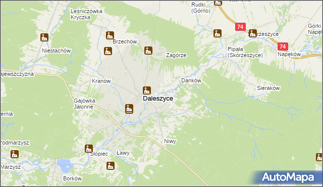 mapa Wójtostwo gmina Daleszyce, Wójtostwo gmina Daleszyce na mapie Targeo